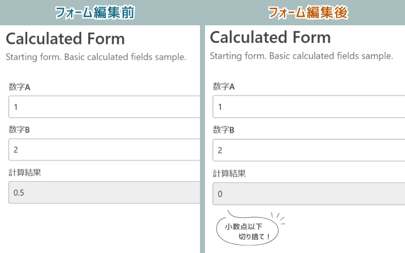 Calculated Fields Formの使い方・計算結果で小数点を切り捨て整数を表示する方法